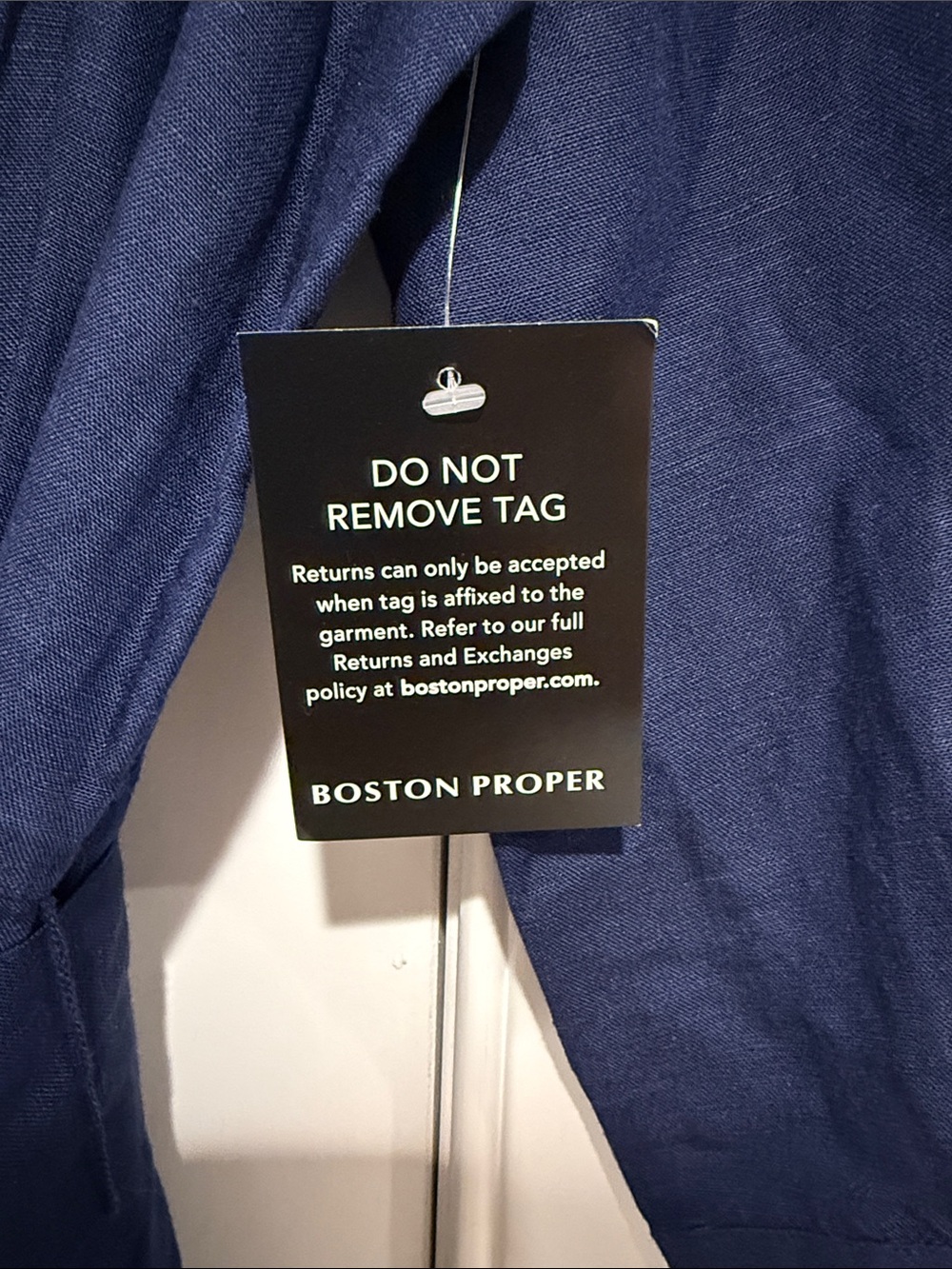 Boston Proper Navy Linen Blend Shirt Maxi Dress - Picture 2 of 9